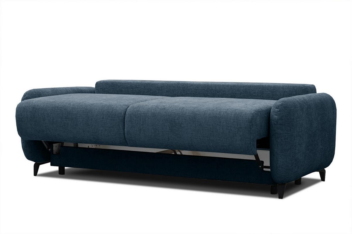 SOFA DRAKE 3-Sitzer mit Schlaffunktion, dunkelblau - Dunkelblau/Braun, Holz/Textil (232/90/107cm) - Wozimo