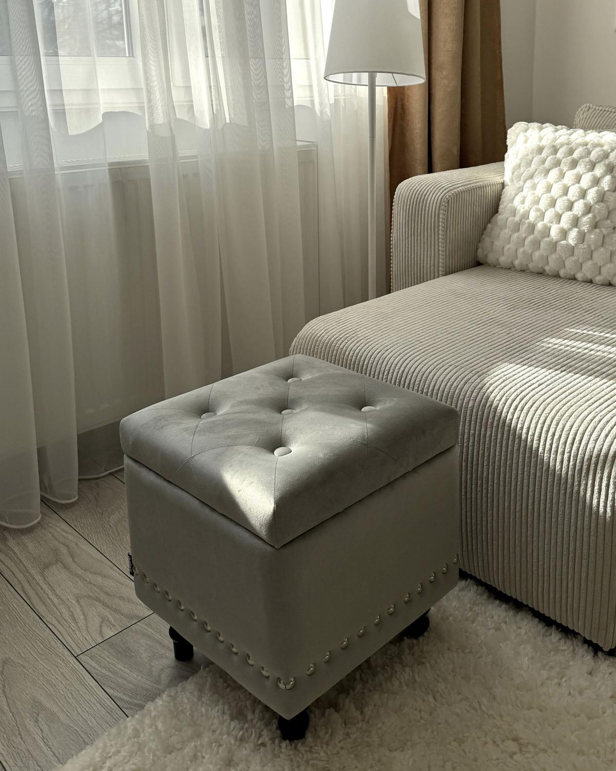HOCKER Loretto 37/37/40 cm - Grau, Textil (37/40/37cm) - Beliani