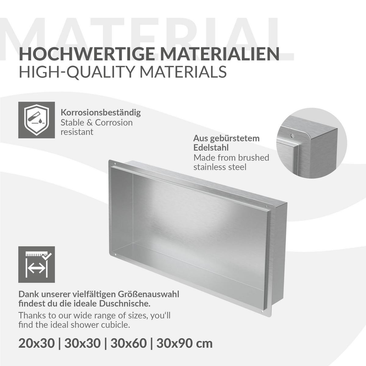 DUSCHNISCHE Silber 60/30 cm - Silberfarben, Metall (60/30/10cm) - LuxeBath