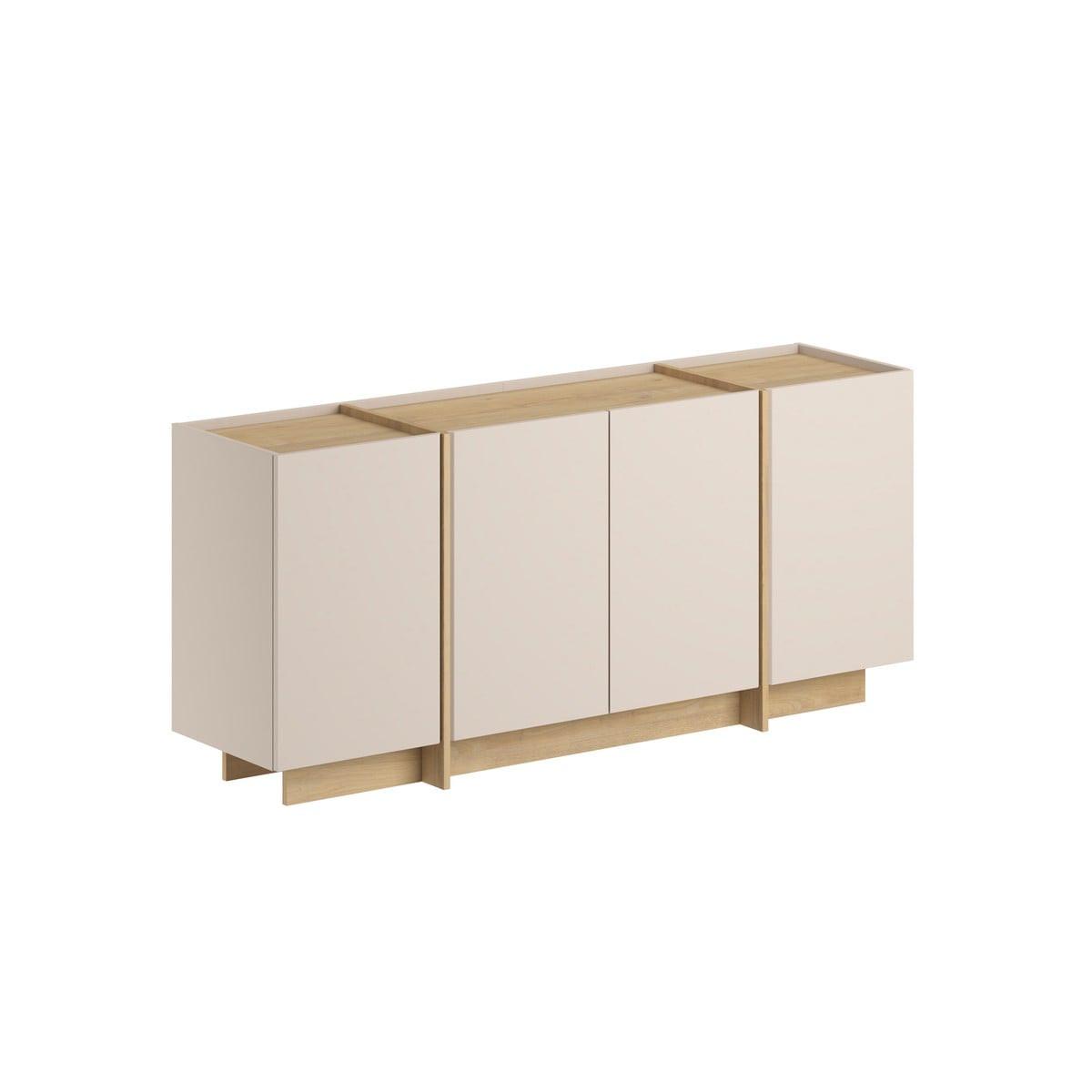 SIDEBOARD mit 4 Türen, Dekor in Kaschmir und Eiche-dekor 180/45/80 cm - Beige, Holzwerkstoff (45/80/44cm) - Calicosy
