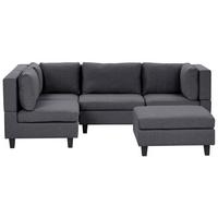ECKSOFA Modul 4-Sitzer rechtsseitig Dunkelgrau Stoff mit Ottomane Unstad - Dunkelgrau/Grau, Textil (228/152cm) - Beliani
