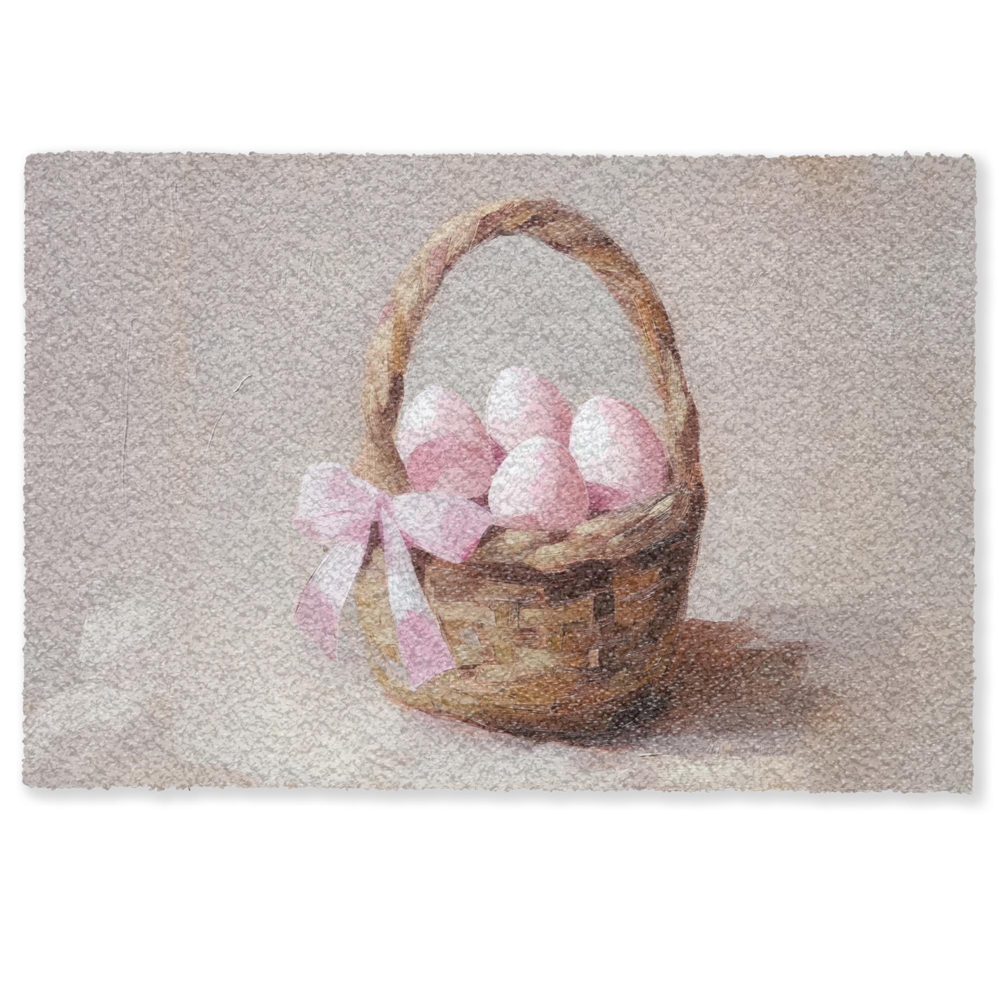 FUSSMATTE Korb - Eier - Rosa Schmutzmatte 60x40 cm - Beige, Kunststoff (40/60cm) - MuchoWow