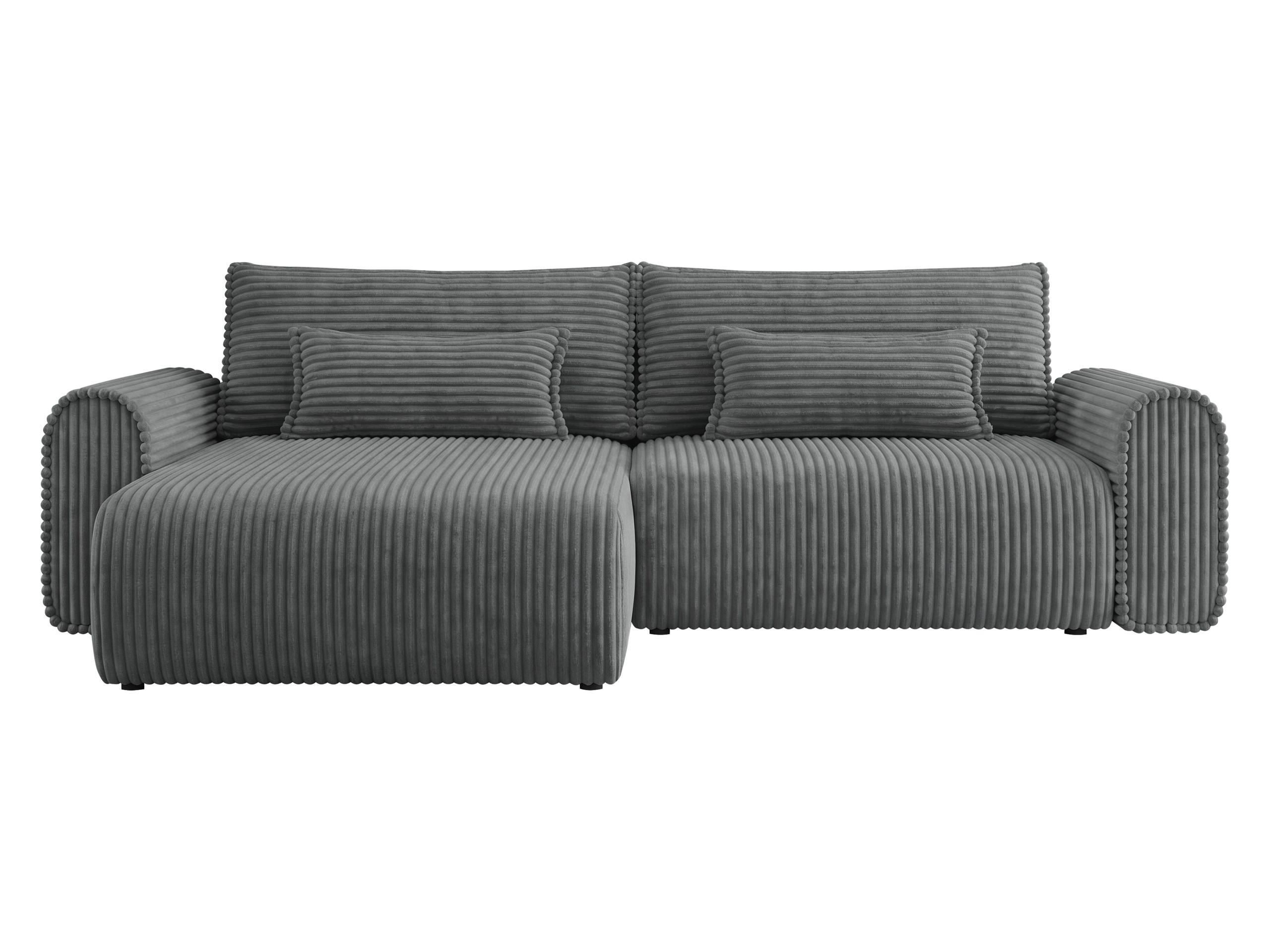 ECKSOFA Surles Cord - Schwarz/Grau, Holz/Kunststoff (245/145cm) - MIRJAN24