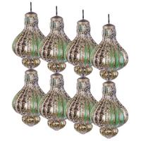 WEIHNACHTSKUGEL 8er Set Glas Grün Brillant - Goldfarben/Grün, Glas (11/14/11cm) - Beliani