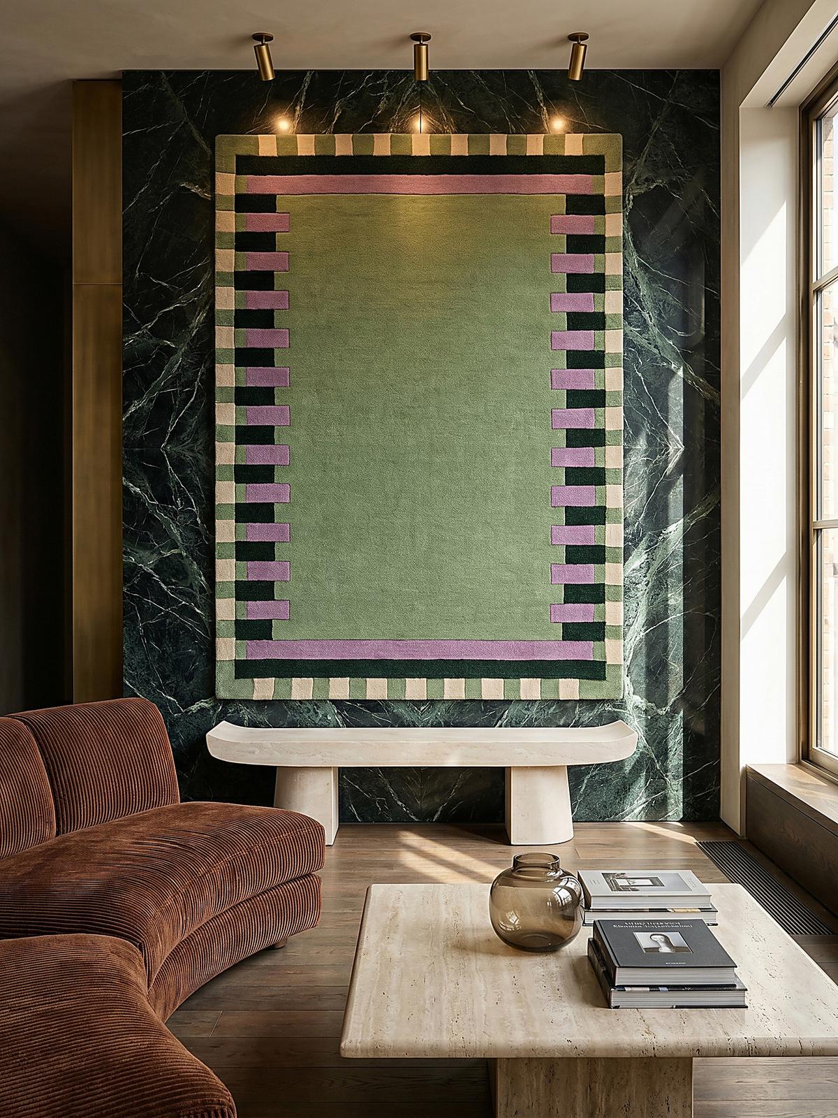 WOLLTEPPICH WENSUM, geometrisch, Grün-Lila, 120 x 170 cm - Grün, Textil (170/120cm) - KADIMA DESIGN