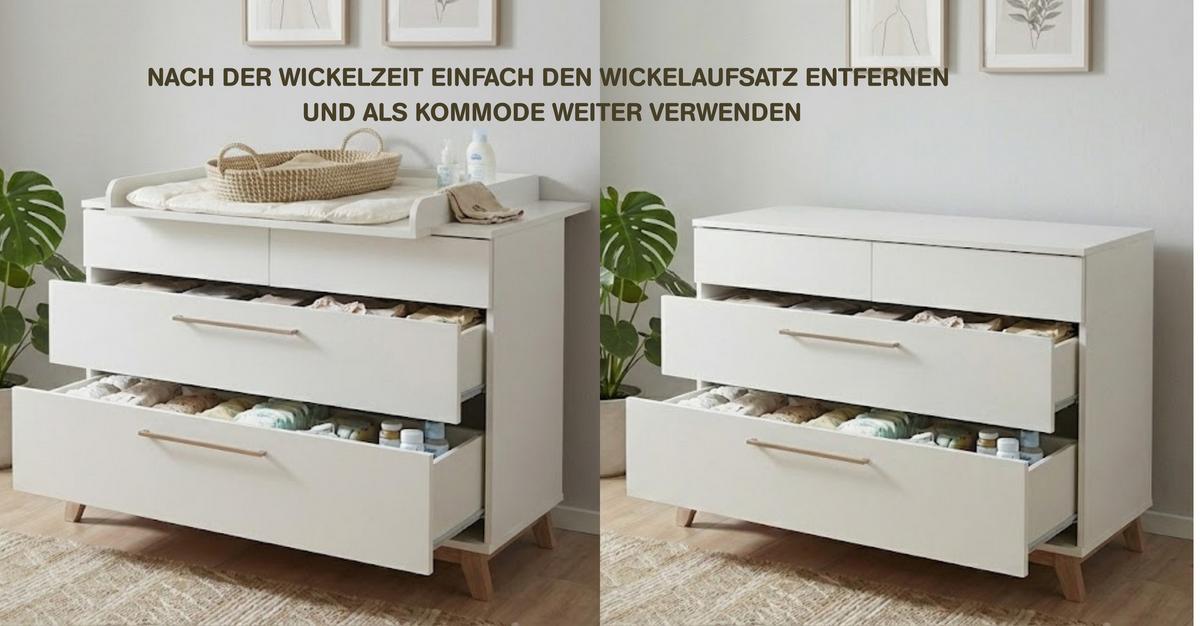 WICKELKOMMODE LINA Soft-Close / Push-to-open - Walnussfarben/Weiß, Holz/Holzwerkstoff (115/96/77cm) - arthur berndt