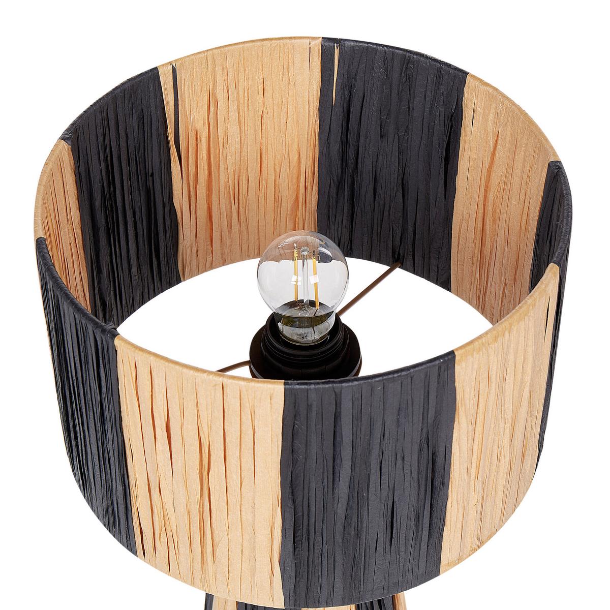 TISCHLEUCHTE Naturfarben/Schwarz Welmel - Schwarz/Naturfarben, Naturmaterialien (25/25/41cm) - Beliani