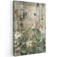 LEINWANDBILD Blumen - Blätter - Abstrakt - Modern Deko Groß 90x140 cm - Grau, Textil (90/140cm) - MuchoWow