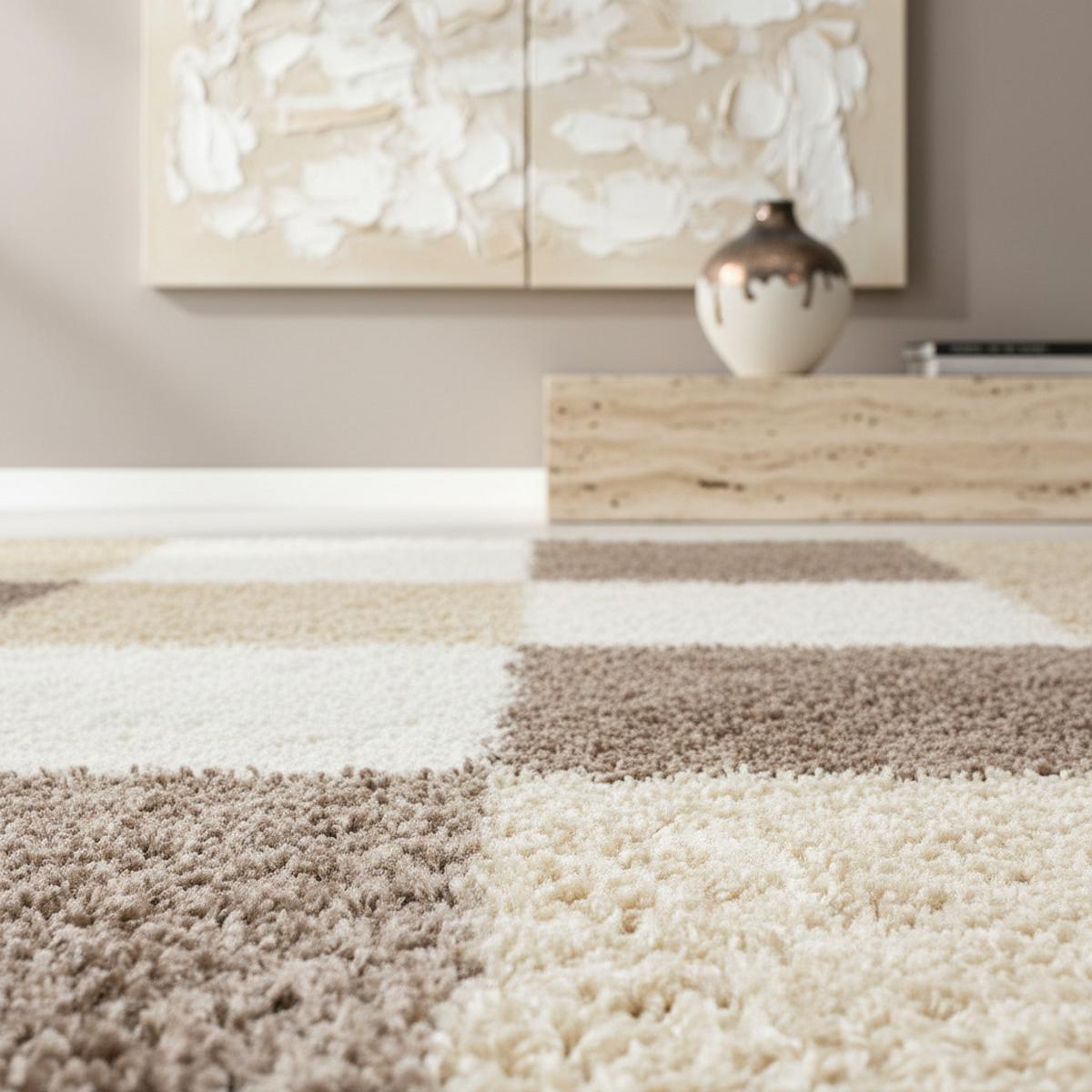 TEPPICH Hochflor RHEIN in Mokka, kariert, 120 x 170 cm - Braun, Textil (170/120cm) - KADIMA DESIGN