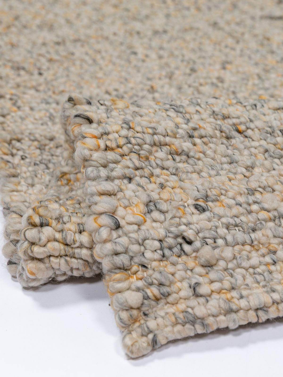 KURZFLORTEPPICH handgewebt GLAVEN, Bouclé-Struktur, Gelb-Grau, 120 x 170 cm - Gelb, Textil (120/170cm) - KADIMA DESIGN