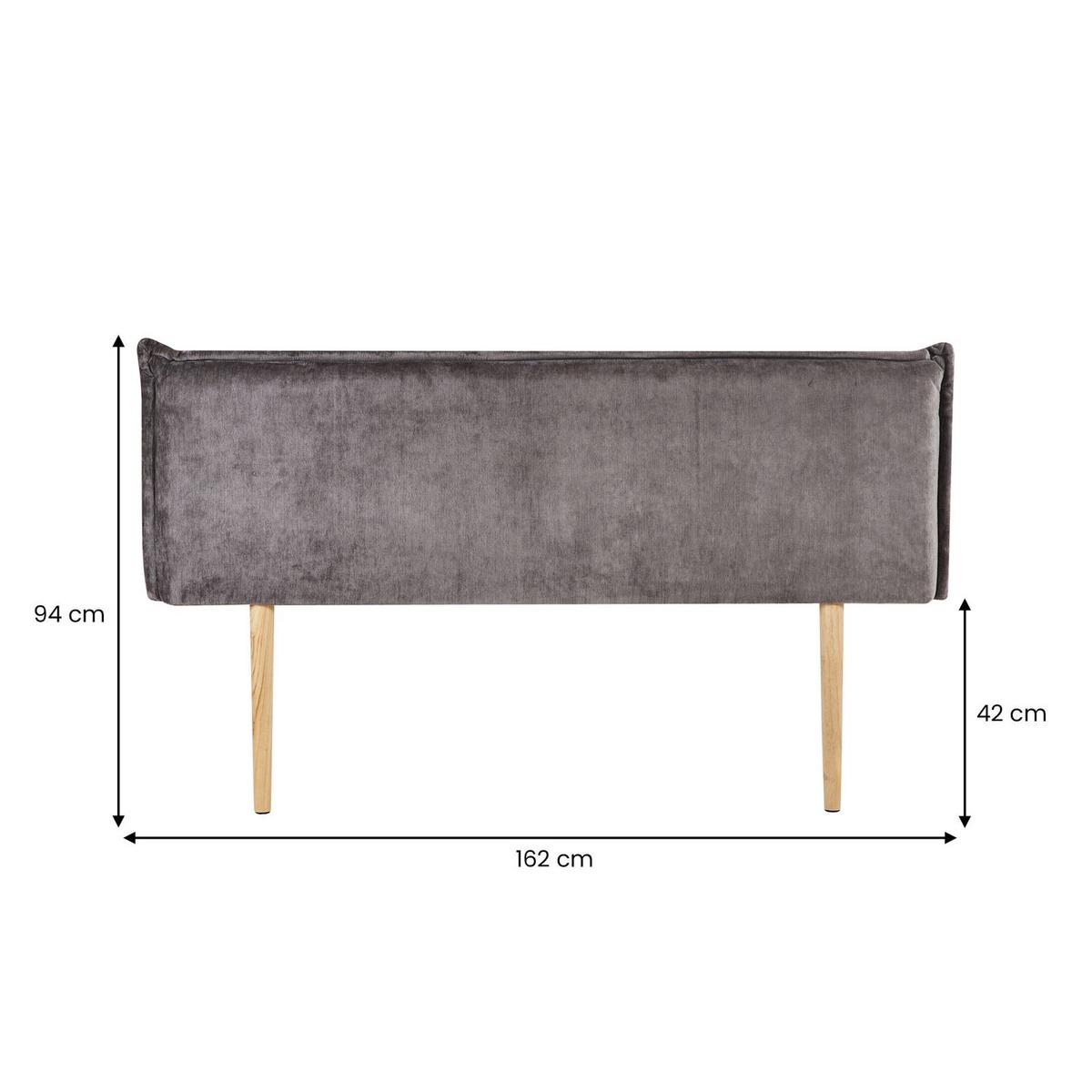 KOPFTEIL OVIO 160x190 cm grau - Grau, Textil (162/94/7cm) - IDIMEX
