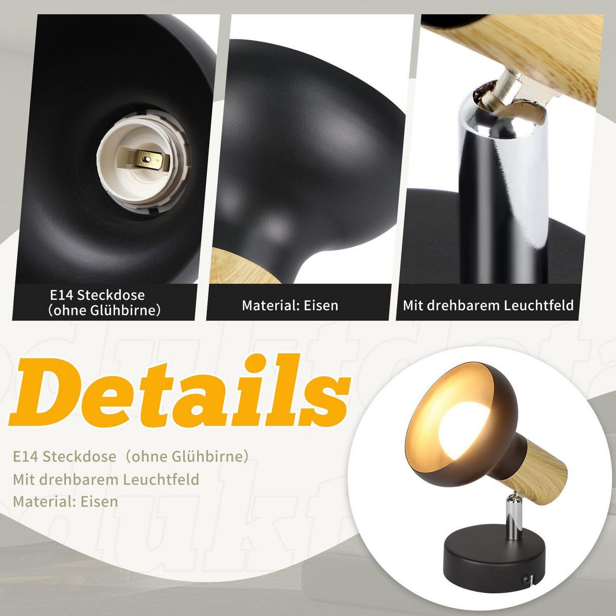DECKENSTRAHLER Aue 1-flammig 11/10/140 cm - Schwarz, Metall (11/10/140cm) - Nettlife