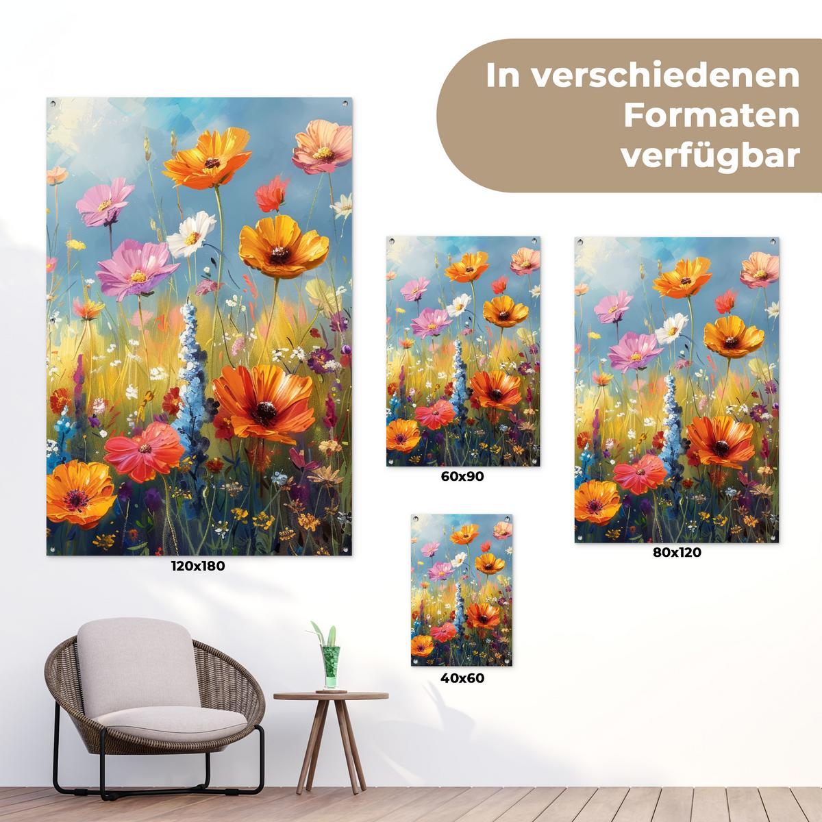 GARTENPOSTER Blumen - Natur - Botanik - Kunst Bild 120x180 cm - Hellblau, Kunststoff (120/180/0.2cm) - OnlyWow