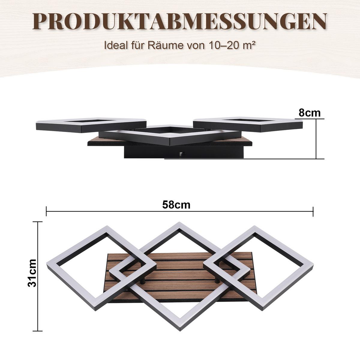 LED DECKENLEUCHTE Daxenli 58/31/8 cm - Schwarz, Kunststoff/Metall (58/31/8cm) - ZMH