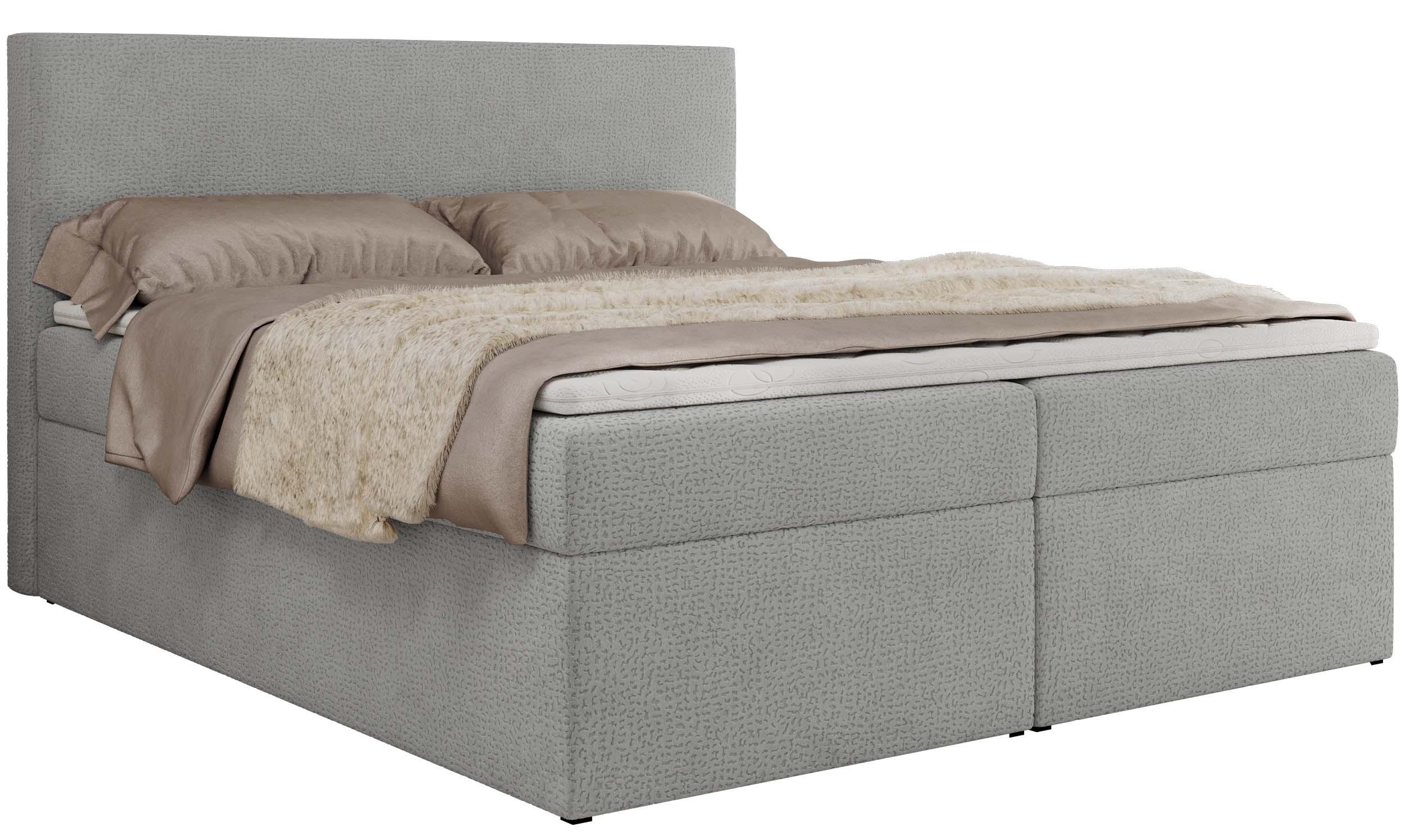 BOXBETT JAGUAR 140/200 - Hellgrau Struktur - H3 - Hellgrau, Holz/Textil (140/200cm) - MKS