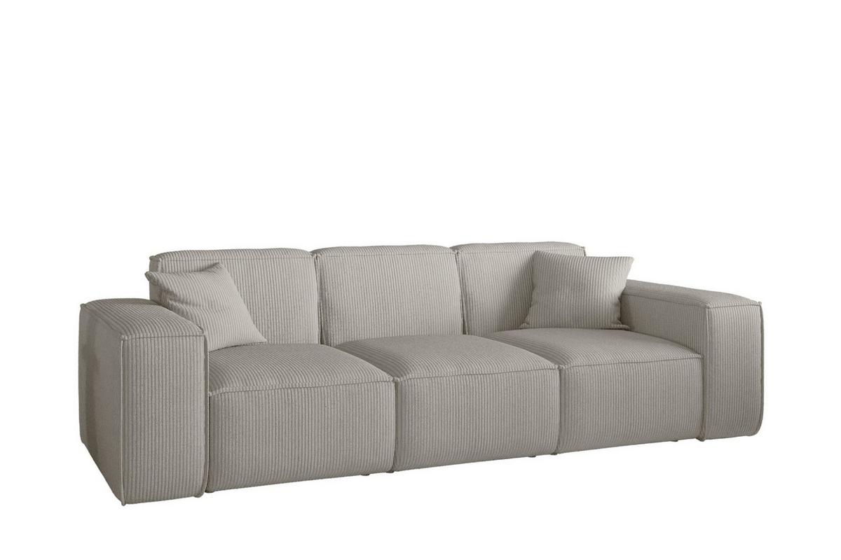 SOFA Celes Premium 3-sitzer Stoff Scala - Hellgrau, Holzwerkstoff/Textil (225/73/88cm) - Fun Möbel