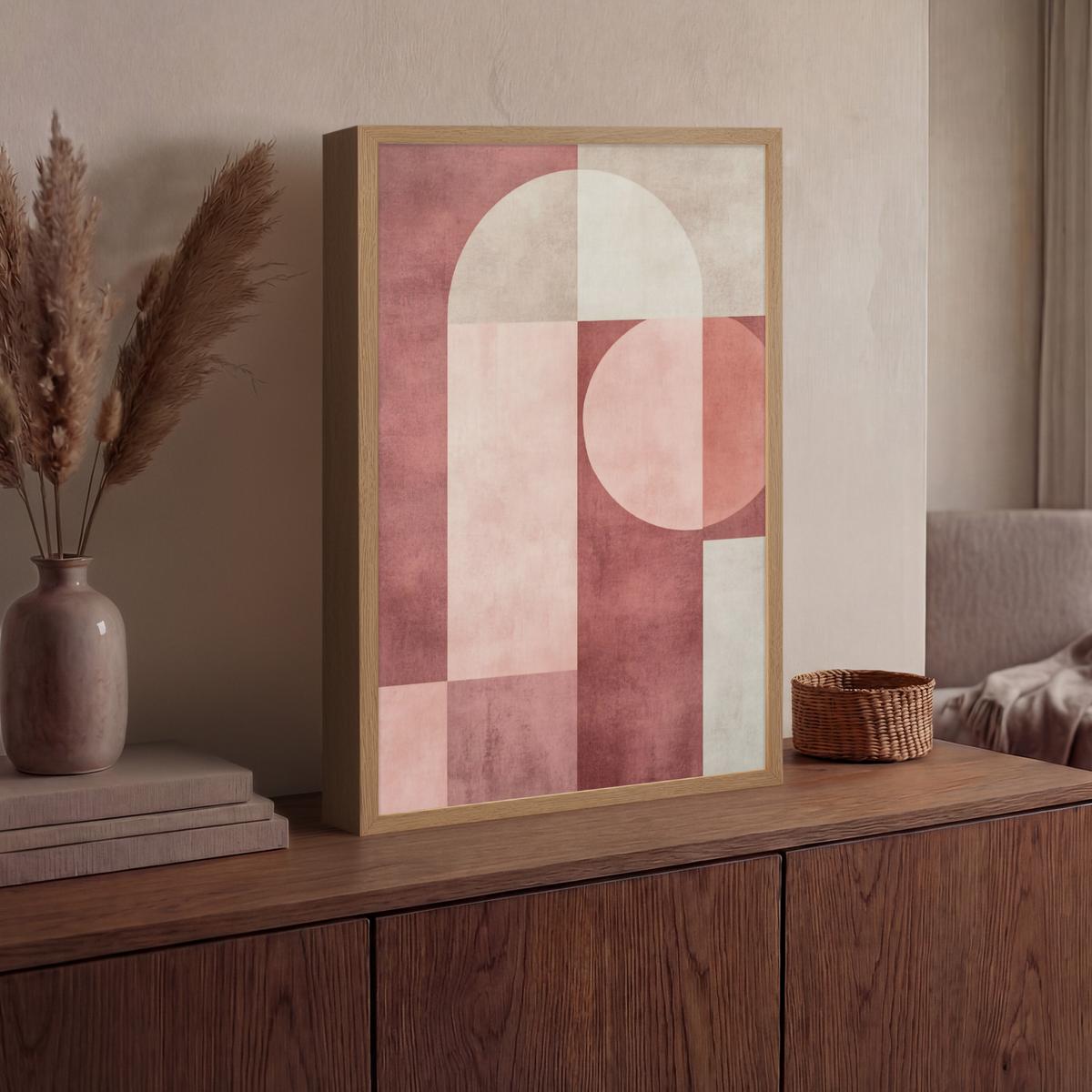 WANDLEUCHTE MIT AKKU Figuren - Abstrakt - Rosa 40x60 cm - Altrosa, Holzwerkstoff (40/60/8cm) - OnlyWow