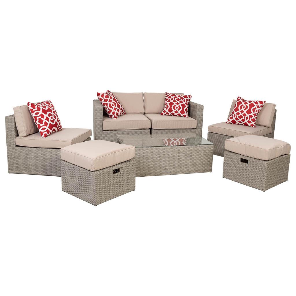 GARTENLOUNGE aus Rattan - Grau, Naturmaterialien - Wanderlust