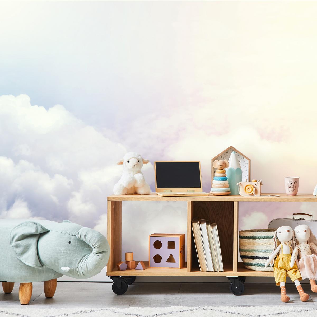 FOTOTAPETE für Schlafzimmer Blau Rosa Himmel Wolken 200x140 - Blau/Beige, Papier (200/140cm) - Muralo