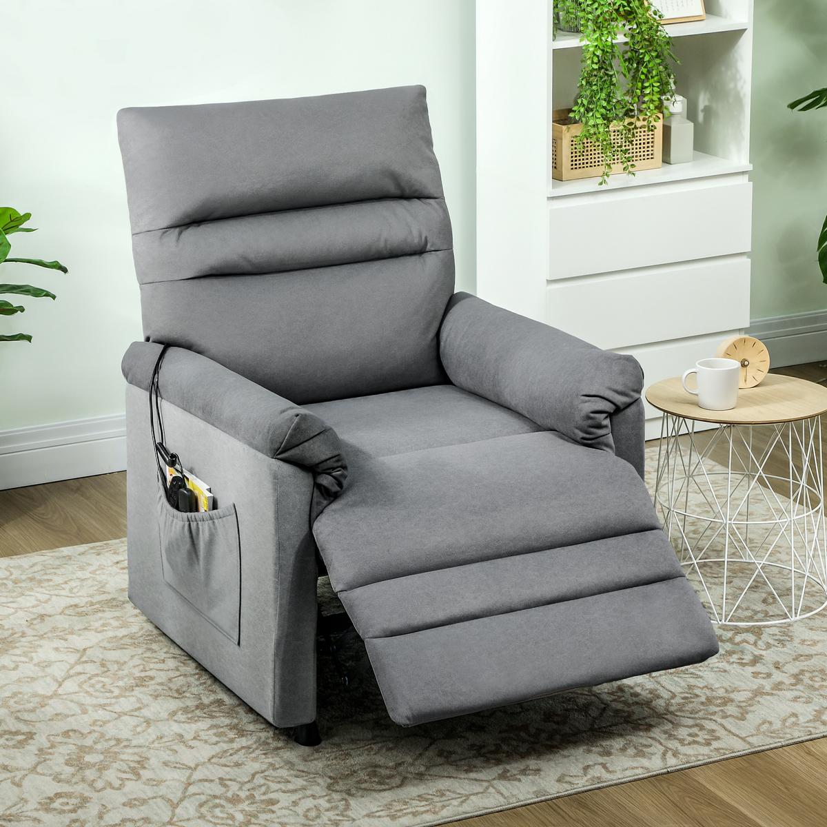 MASSAGESESSEL mit Neigung aus Samt Grau - Schwarz/Grau, Textil/Metall (82/106/99cm) - HOMCOM