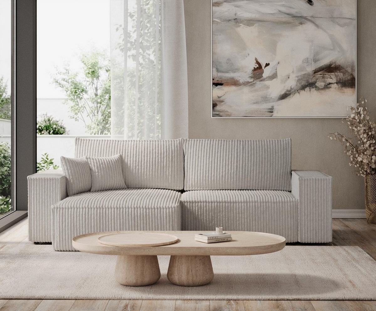 ECKSOFA CAVO mit Schlaffunktion Grau im Tilia Stoff - Schwarz/Grau, Holz/Holzwerkstoff (255/148cm) - AltaBeds