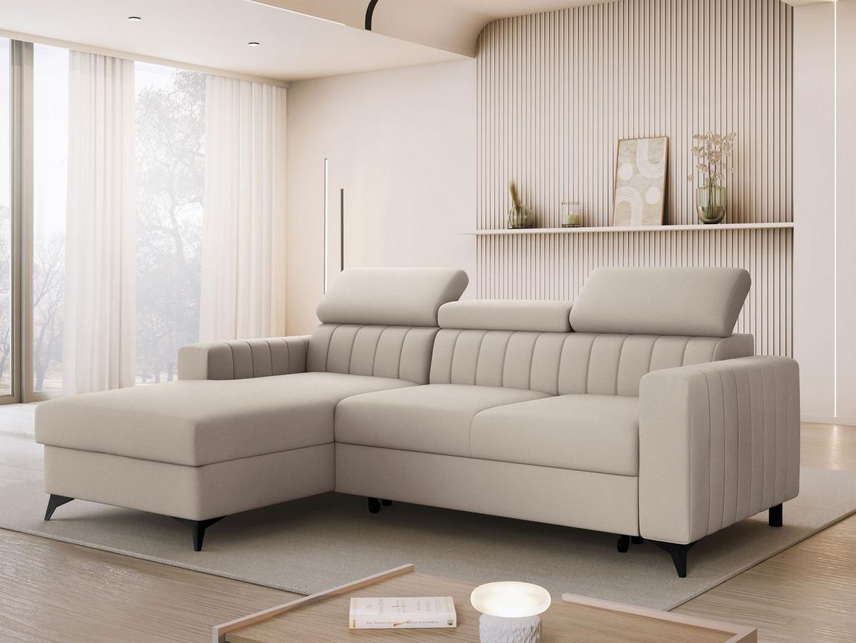 ECKSOFA Milano, Seite: Links LC+2R - Beige/Schwarz, Holz/Textil (236/172cm) - MIRJAN24