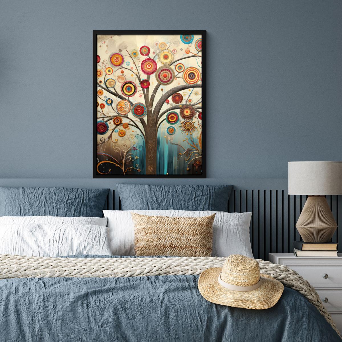 POSTER MIT RAHMENGERAHMTES BILD Baum - Baum des Lebens - Farbe Posterleiste 60x80 cm - Braun, Papier (60/80cm) - MuchoWow