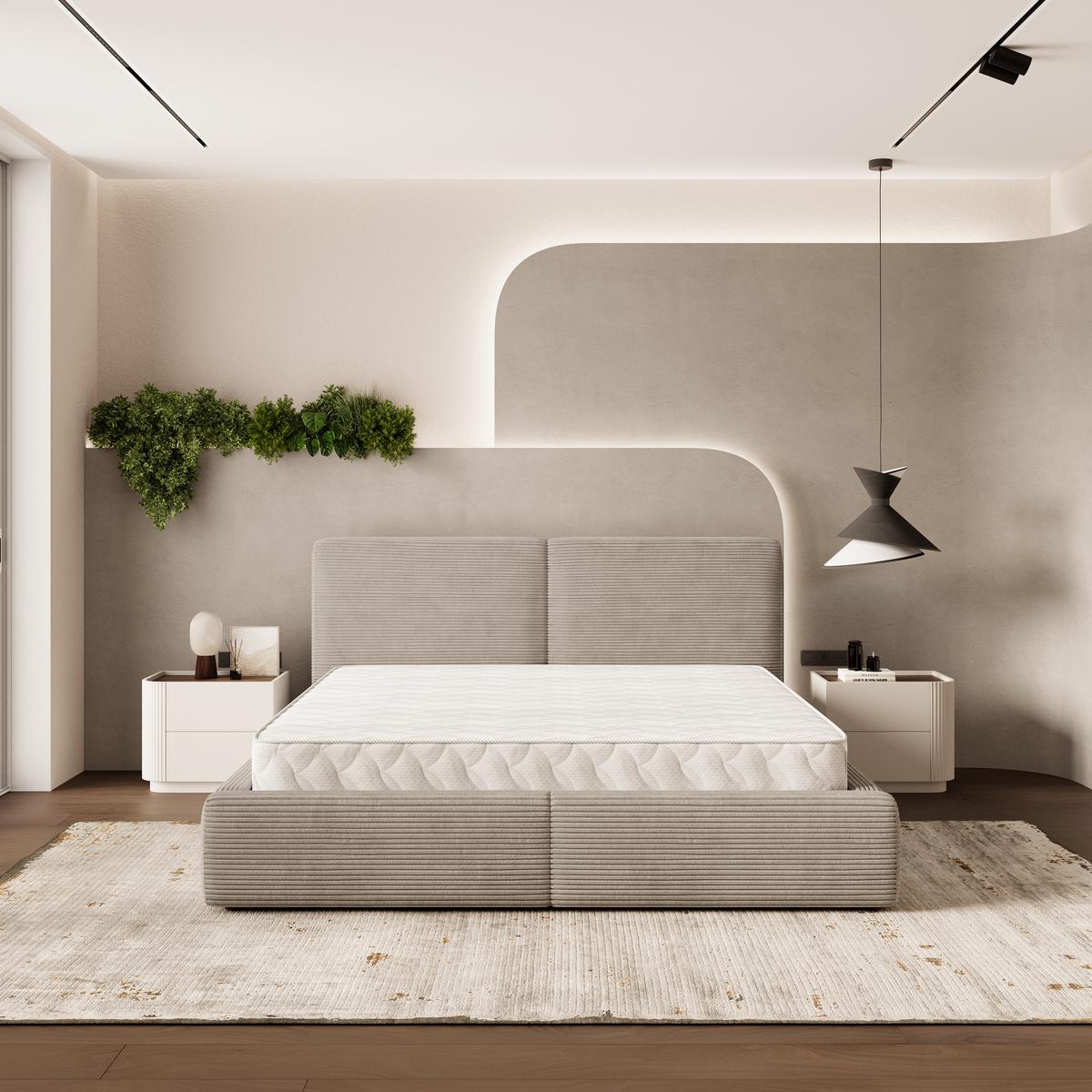 POLSTERBETT FELURO P 200x200 cm mit Bettkästen - Beige - Beige, Holz/Textil - MASSENO