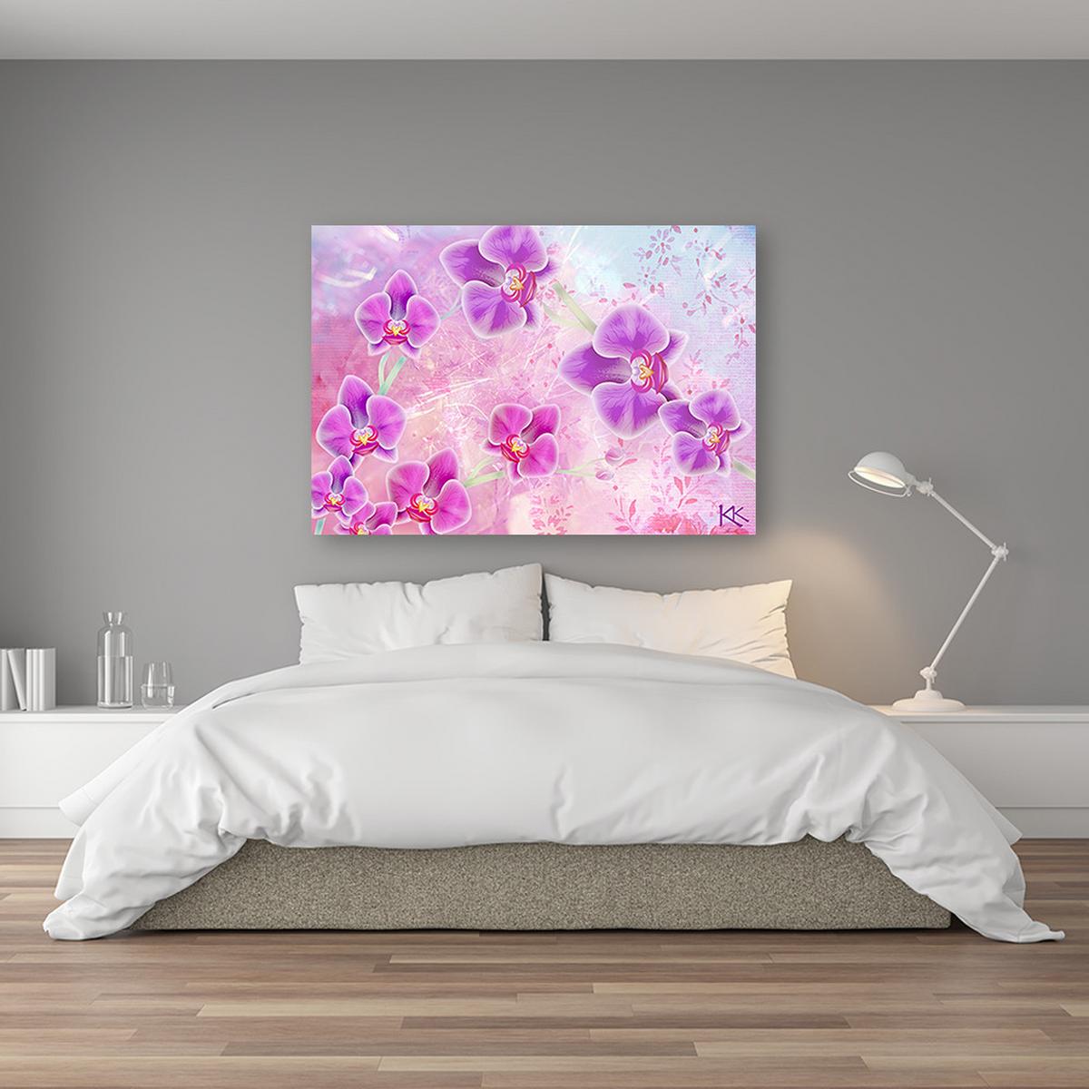 WANDBILD orchideenblüten abstraktion - Lila, Textil (60/40cm) - Feeby