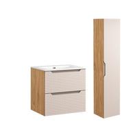 BADMÖBEL 61cm Mallory 2er-Set Beige und Holz - Braun, Holzwerkstoff (61/57/46cm) - Petits-meubles