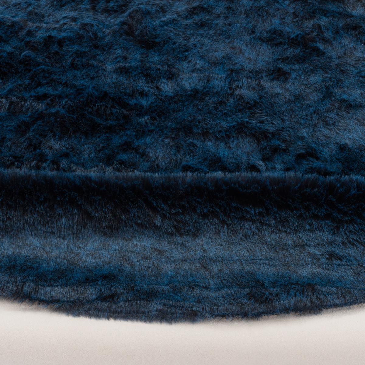 LUXUS SUPER SOFT FELLTEPPICH ASPEN RUND MELIERT - Dunkelblau, Textil (160/160cm) - Pergamon