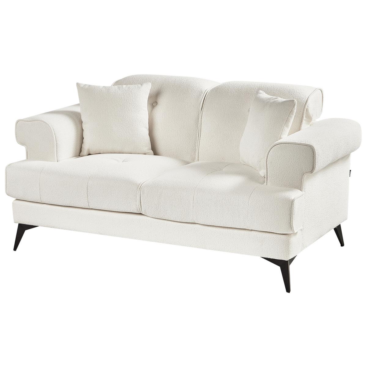 2-SITZER-SOFA Bouclé Weiß Skive - Weiß, Textil (160/88/85cm) - Beliani