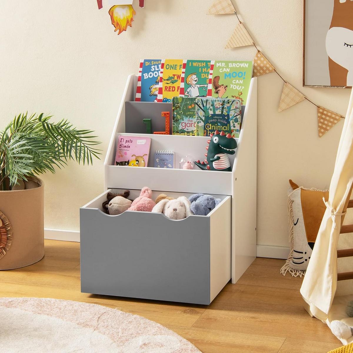 KINDERREGAL Grau - Grau, Holz (50/70/28cm) - COSTWAY
