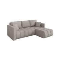 ECKSOFA mit Schlaffunktion Ottomane Rechts GARD-L 226x146x85 Hellgrau Velours - Hellgrau/Schwarz, Holzwerkstoff/Kunststoff (226/146cm) - ALTDECOR