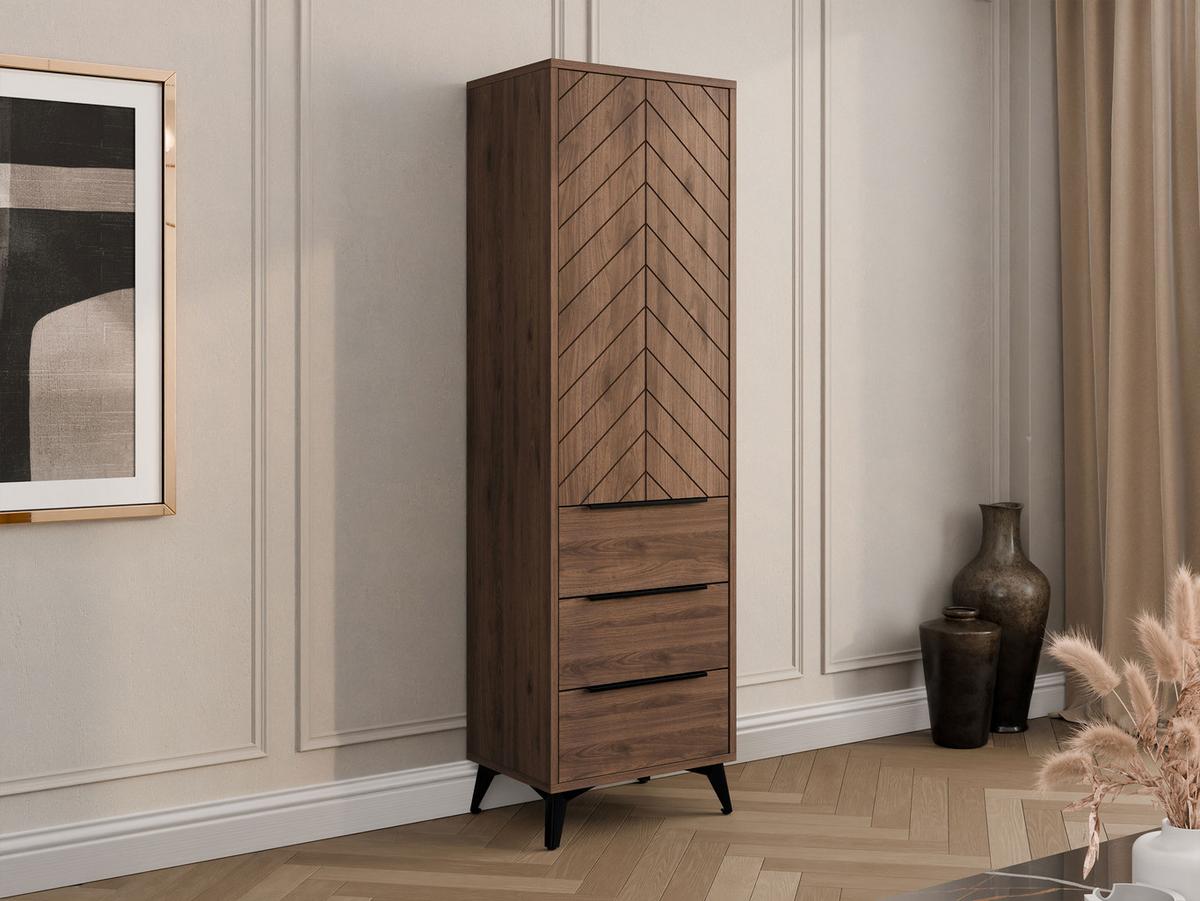 KLEIDERSCHRANK Xylix Bis 1D3SZ - Nussbaumfarben/Schwarz, Holzwerkstoff/Metall (54/180/40cm) - MIRJAN24