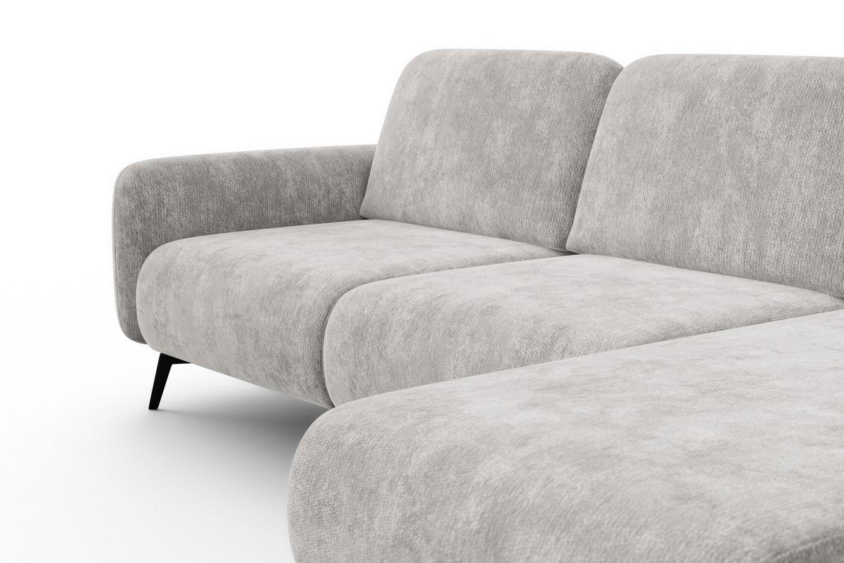 ECKSOFA FEBE 4-Sitzer RECHTS, hellgrauer Chenille-Stoff - Hellgrau/Schwarz, Holz/Textil (264/157cm) - Wozimo