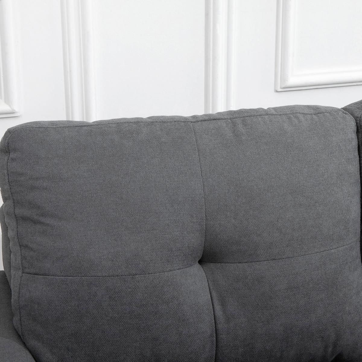 ECKSOFA Eckcouch in L-Form, Eckgarnitur in Leinenoptik Couchgarnitur Dunkelgrau - Dunkelgrau/Naturfarben, Holz/Textil (136/193cm) - HOMCOM
