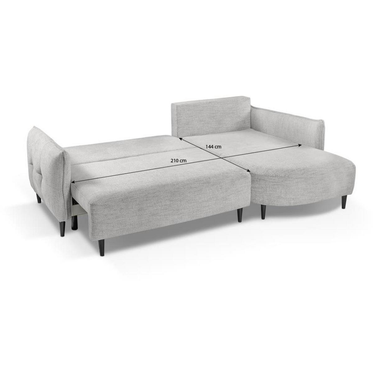 ECKSCHLAFSOFA Sycylia rechts hellgrau - Hellgrau/Schwarz, Textil (244/165cm) - Beautysofa