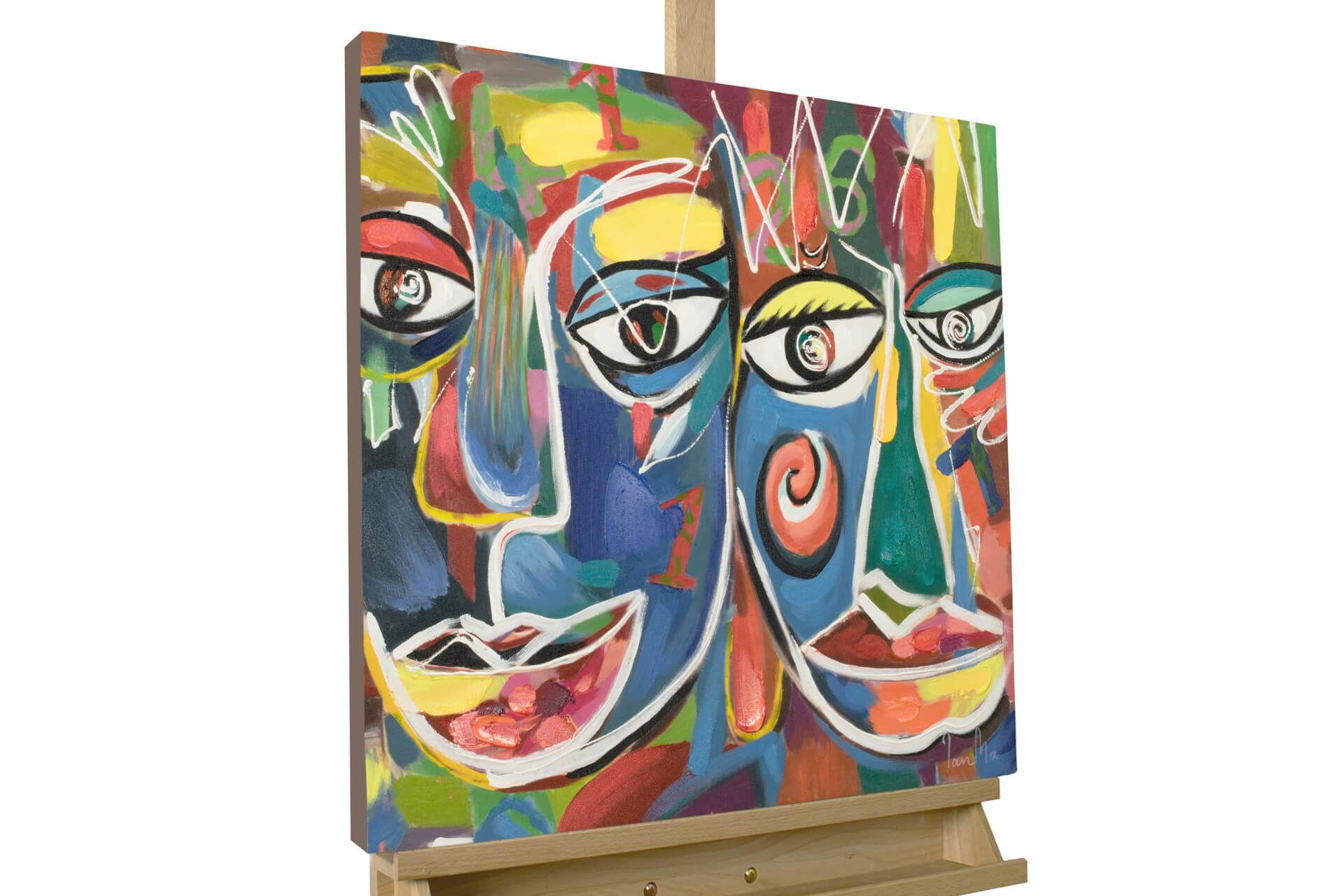 ACRYLBILD HANDGEMALT 60/60 cm - Weiß, Holz/Textil (60/60cm) - KUNSTLOFT