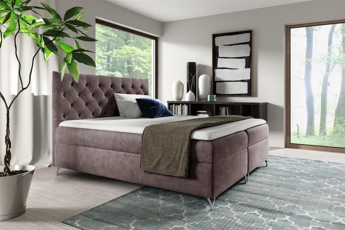 BOXBETT Ambre In Fresh - Sandfarben, Holzwerkstoff/Textil (180/200cm) - Fun Möbel