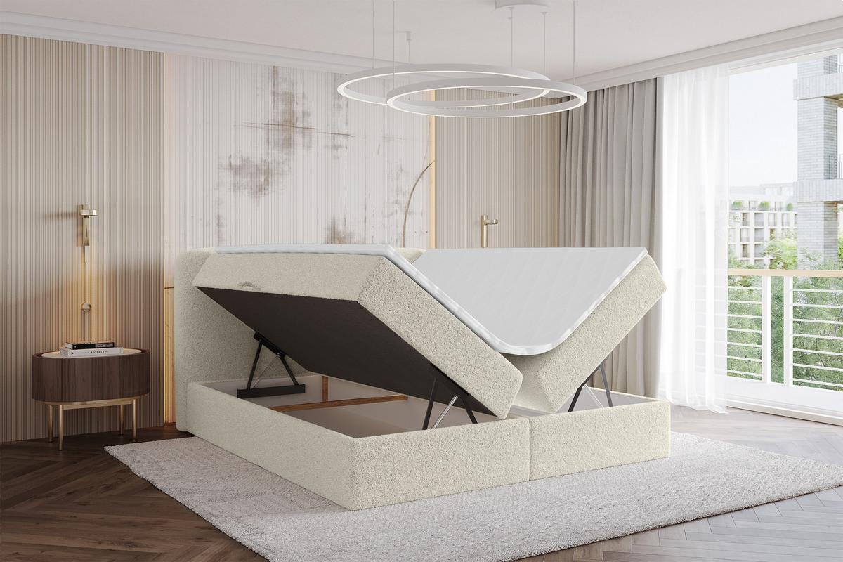 BOXBETT mit Matratze H4 - NINA - 180x200 cm - Beige - Sandfarben, Holzwerkstoff (180/200cm) - ALTDECOR
