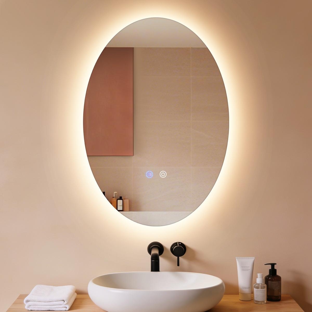 BADSPIEGEL mit Beleuchtung Kelven 3/50/70 cm - Weiß, Glas (50/70/3cm) - ZMH