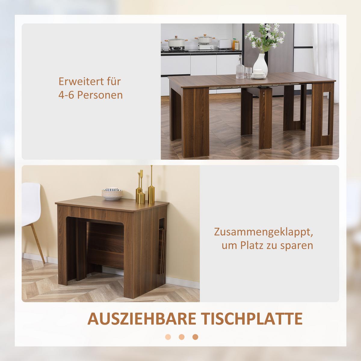ESSTISCH Klapptisch ausziehbarer Küchentisch Esszimmertisch Holztisch Braun - Hellbraun/Braun, Holzwerkstoff (180/85/75cm) - HOMCOM
