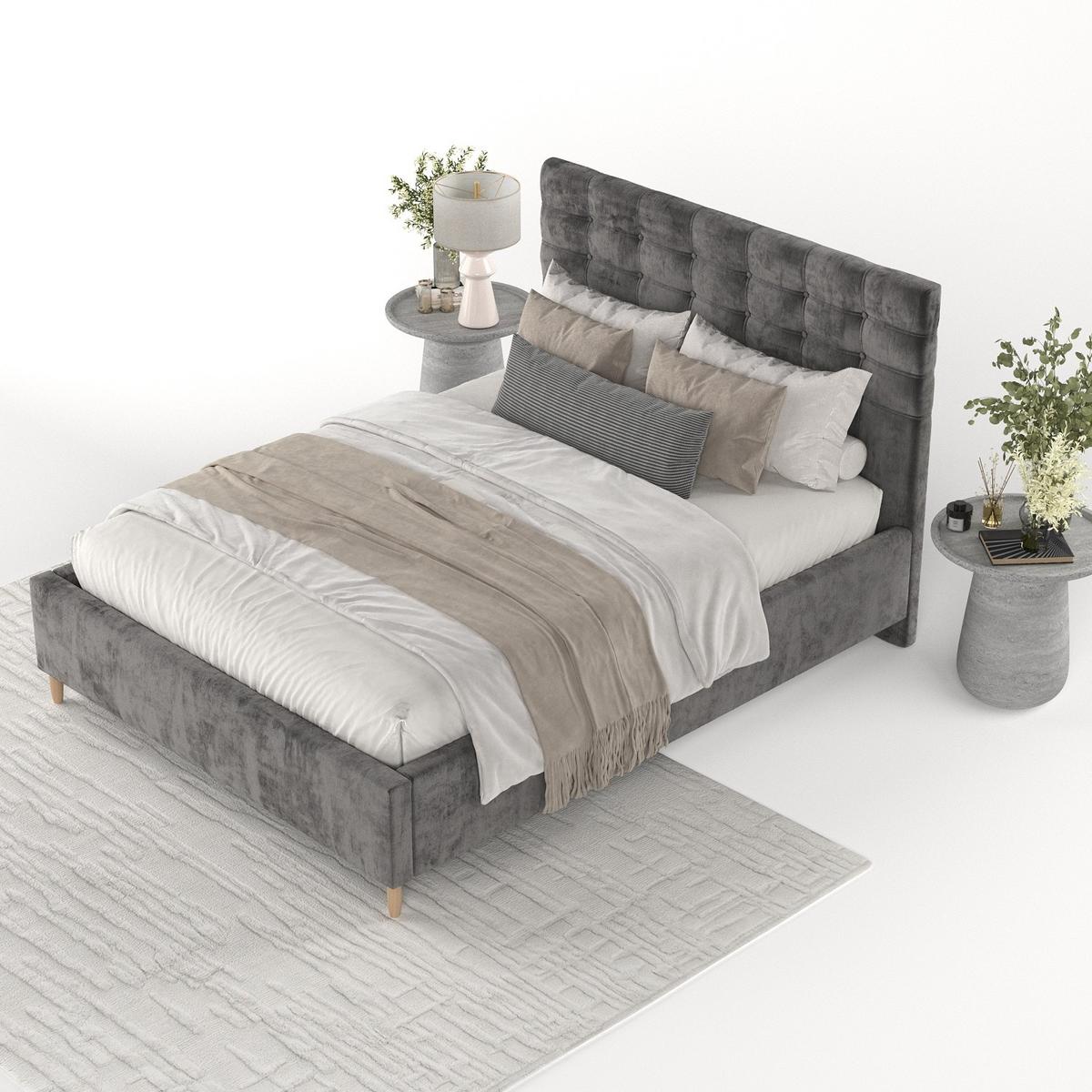 POLSTERBETT Soma 160/200 cm Anthrazit im Lotta Stoff - Anthrazit/Naturfarben, Holz/Holzwerkstoff (160/200cm) - AltaBeds