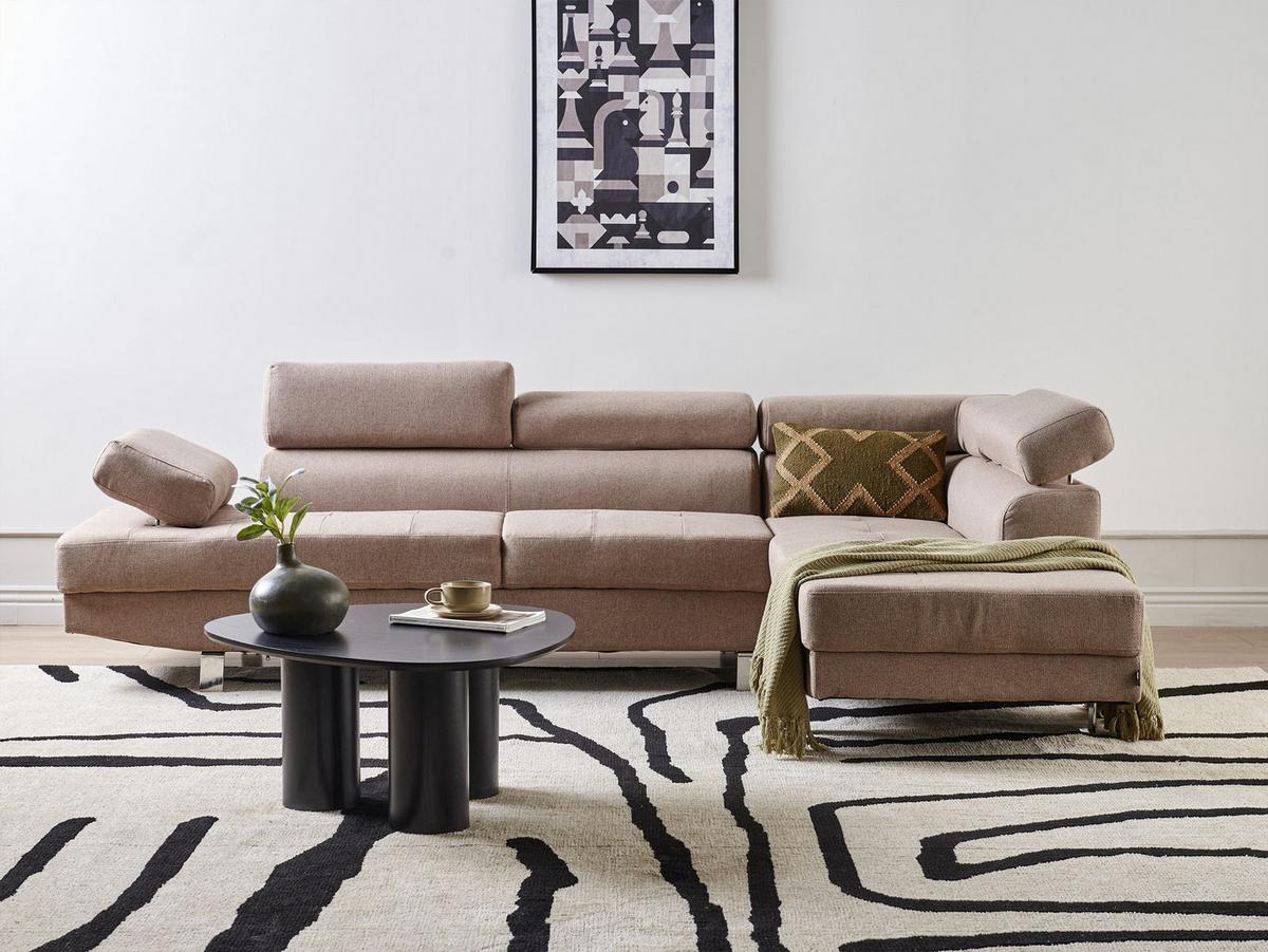 ECKFSOFA 5-Sitzer Stoff Beige linksseitig Norrea - Beige/Silberfarben, Textil (262/169cm) - Beliani