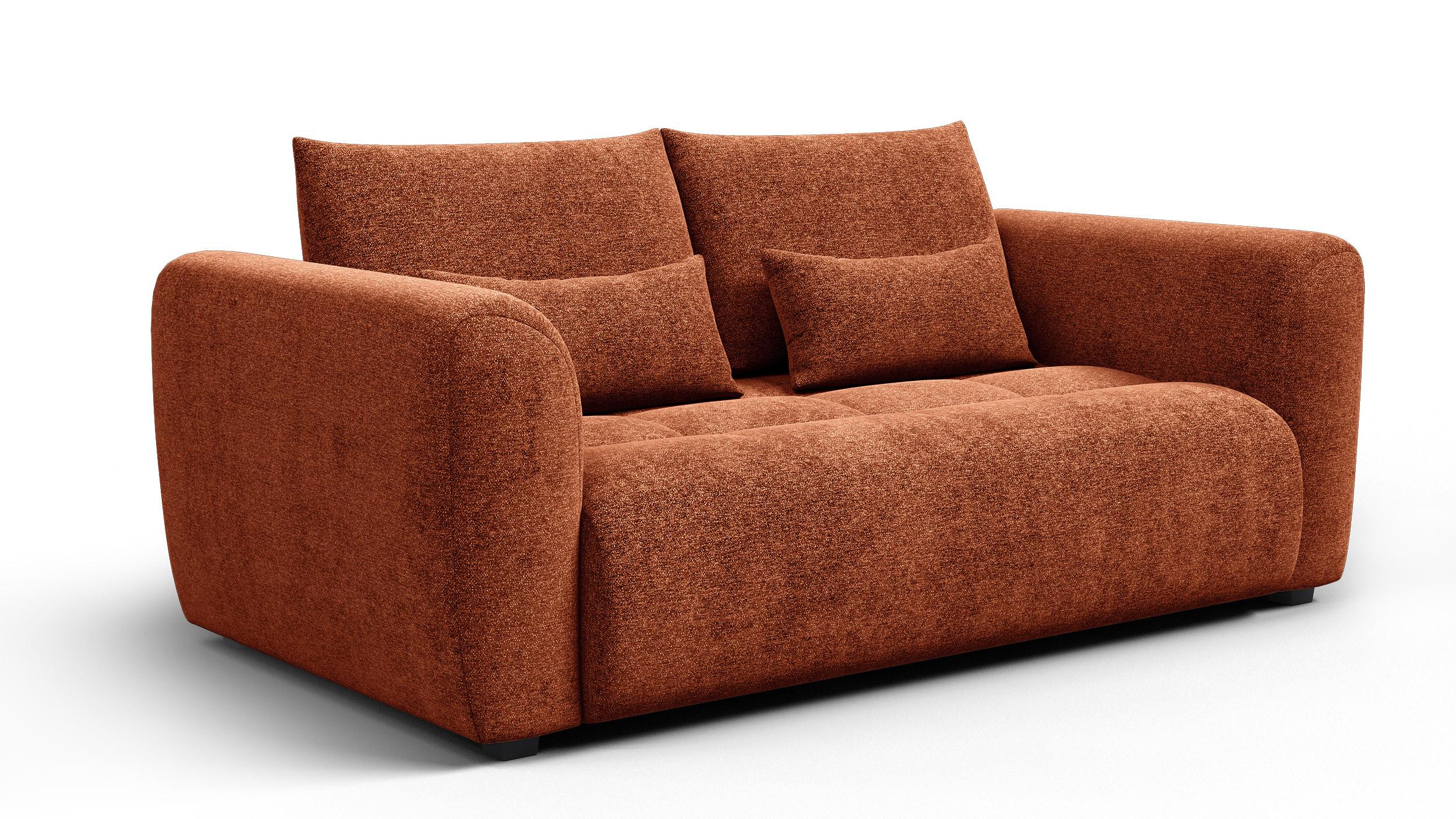 SOFA SORENO 3-Sitzer, orange - Schwarz/Orange, Holz/Textil (214/94/114cm) - Wozimo