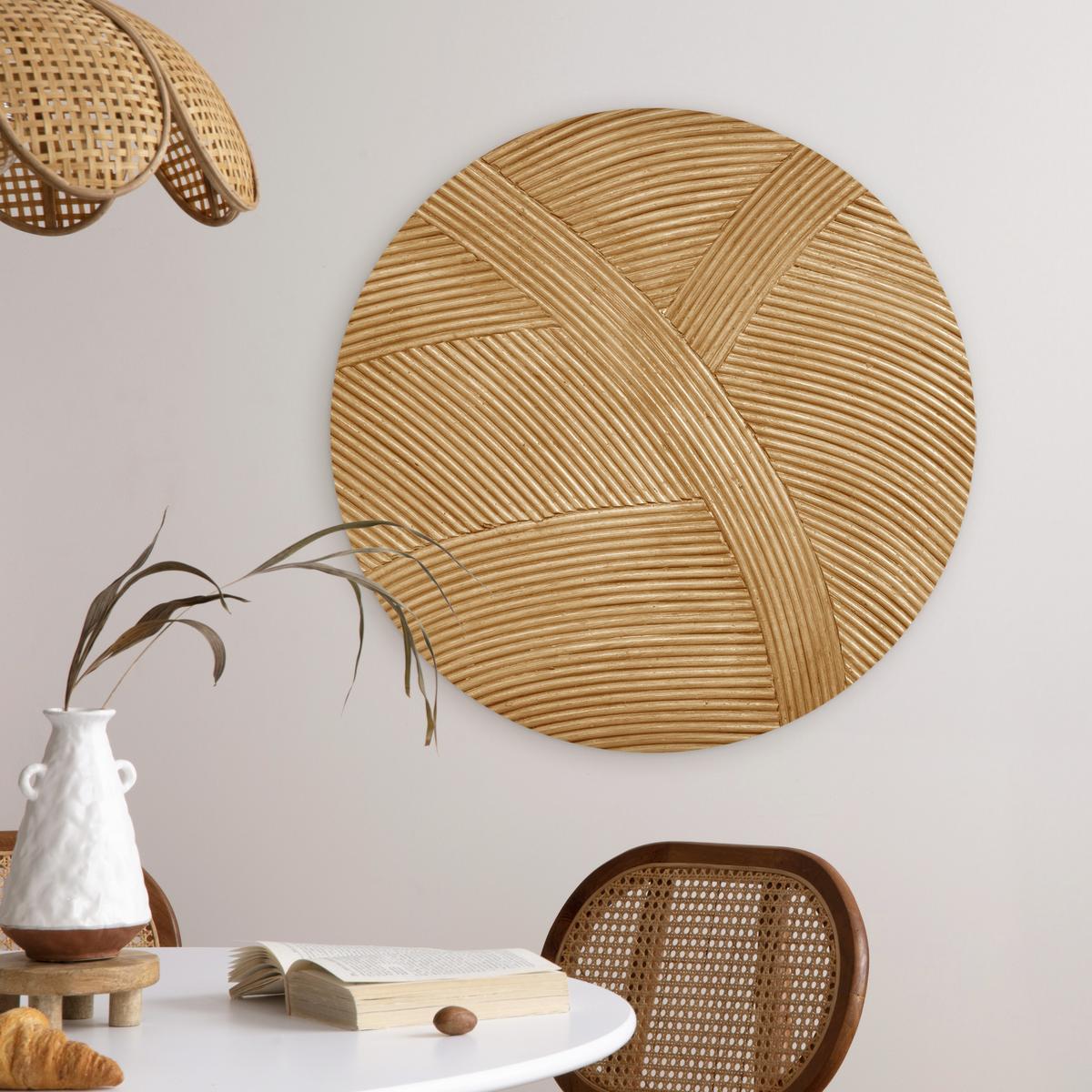 WANDBILD Struktur - Natur - Kunst - Rattan Wanddeko Schlafzimmer 60x60 cm - Naturfarben, Kunststoff (60/60cm) - MuchoWow