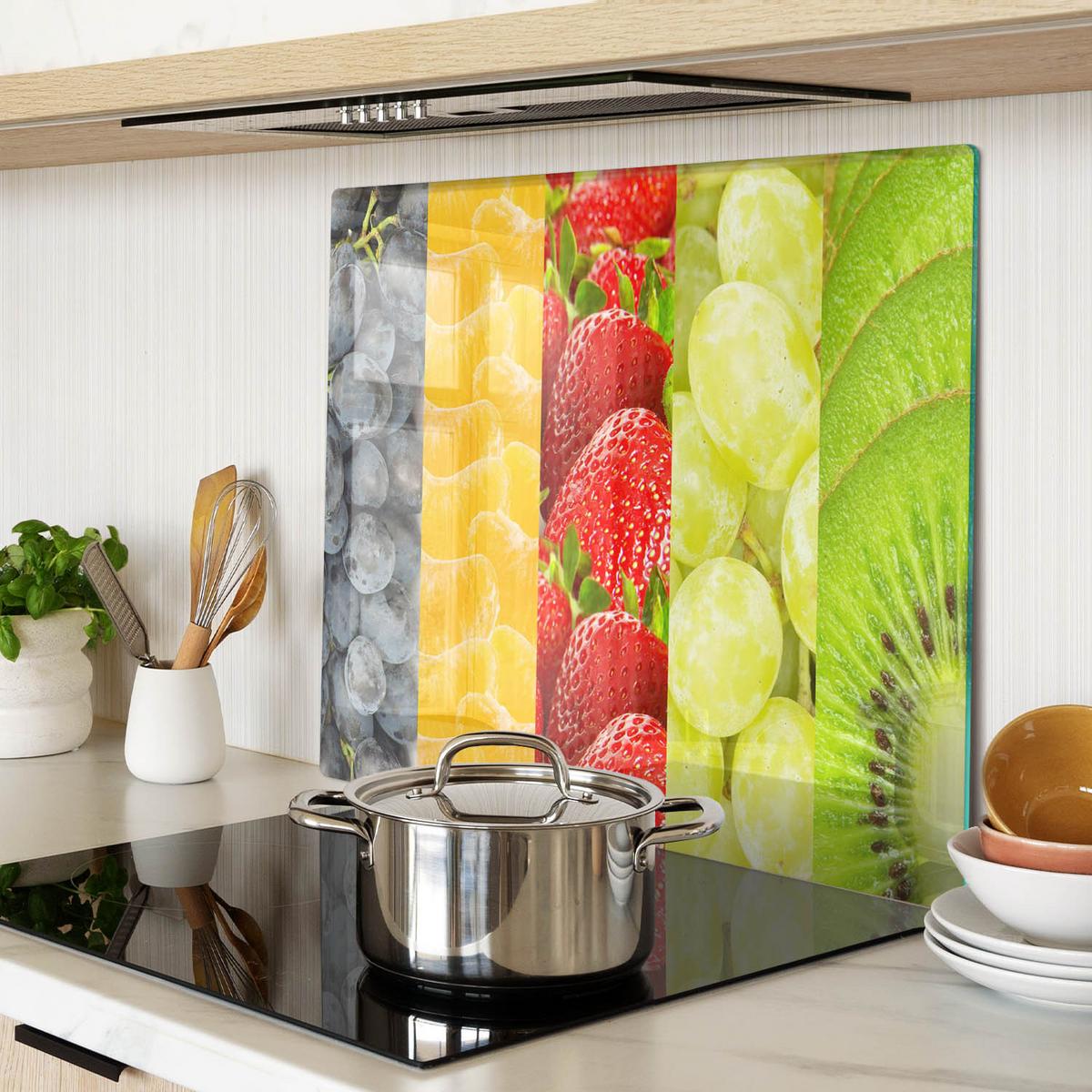 GLASPLATTE 60x52 cm Bunte Früchte - Multicolor, Glas (60/0.4/52cm) - TULUP