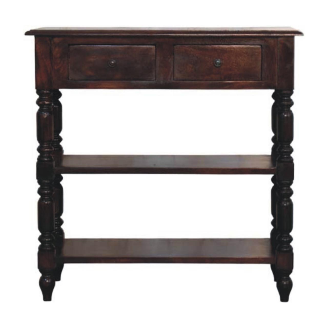 BEISTELLTISCH Rich-Cherry-Finish, 2 Schubladen, 2 große offene Regale, Dunkelbraun - Dunkelbraun, Holz (80/35/80cm) - Artisan Furniture