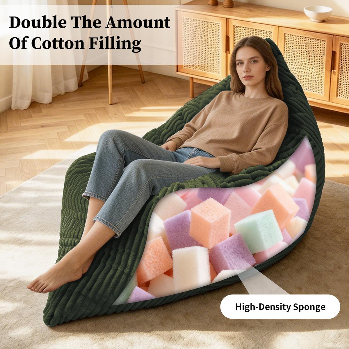 SITZSACK XXL 3-IN-1 aus Kordsamt als Sessel, Sofa und Bett - Grün, Textil (180/25/125cm) - Urban Meuble